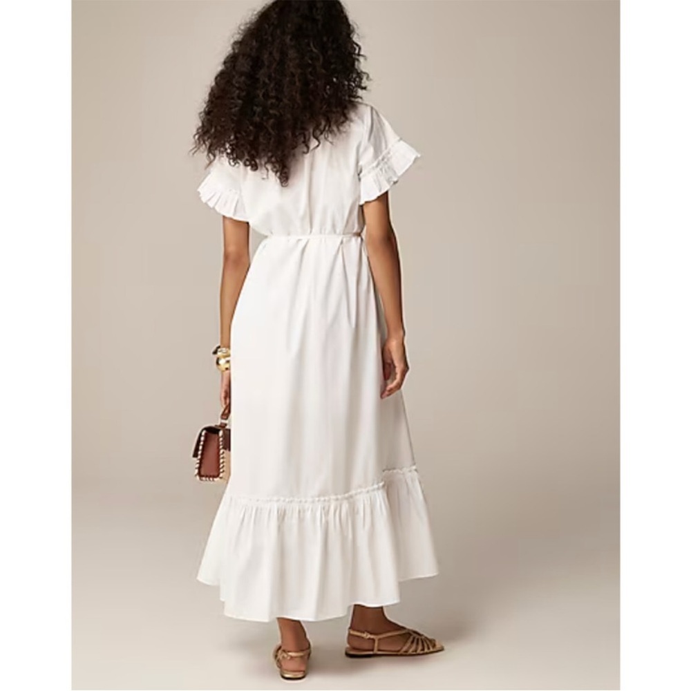 J. Crew White Ruffle Sleeve Amelia Maxi Shirt Dress in Cotton Poplin Size S - Picture 2 of 15